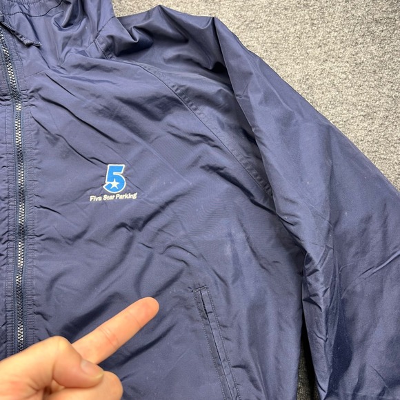 Tri-Mountain Jacket Mens Large Navy Blue Employee Fleece Nylon Windbreaker Hike - Picture 3 of 16